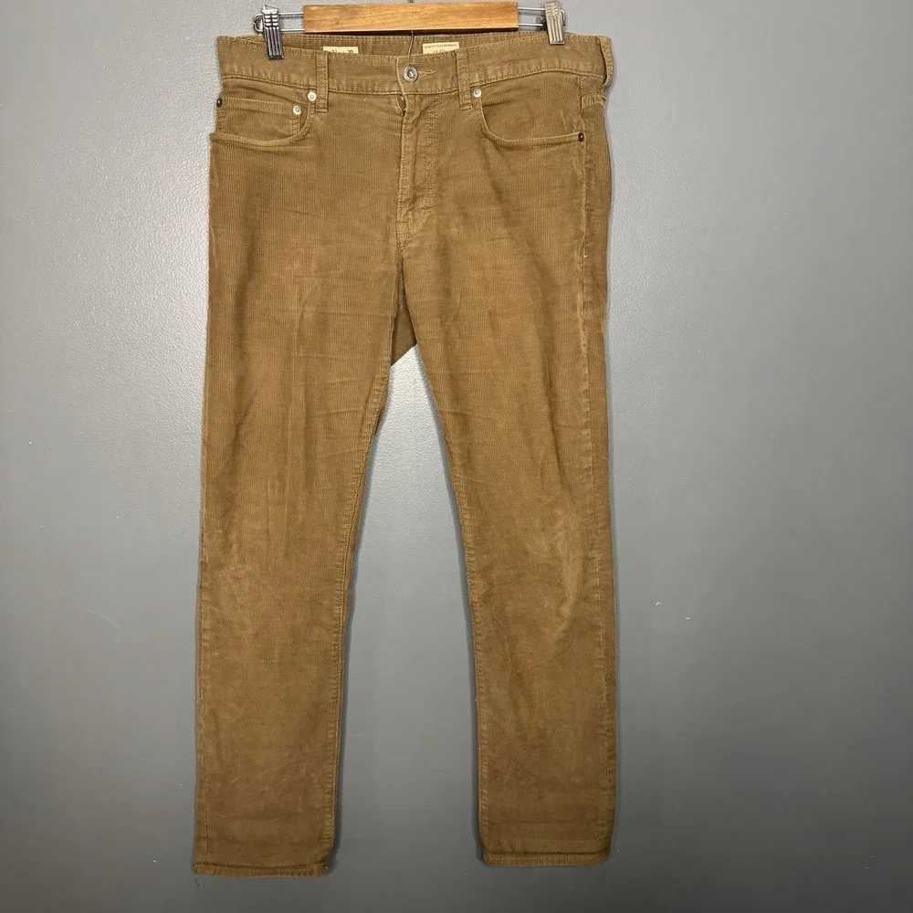 J.Crew 484 Pants Men 31x30 Brown Cotton Corduroy Chino Straight Stretch Career